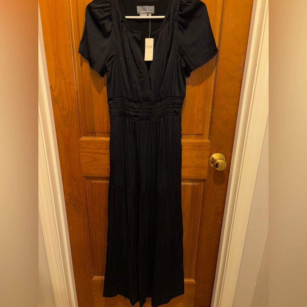 Anthropologie The Somerset Satin Maxi Dress in black